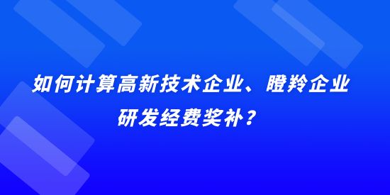 如何計(jì)算高新技術(shù)企業(yè)、瞪羚企業(yè)研發(fā)經(jīng)費(fèi)獎(jiǎng)補(bǔ),