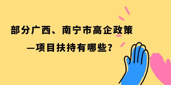 部分廣西、南寧市高企政策—項目扶持有哪些？